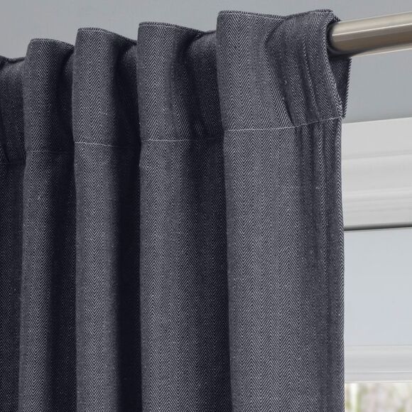 Chevron 80C/20P Sustainable Unlined Rod Pocket w/Back Tabs Panel 48x84 Navy